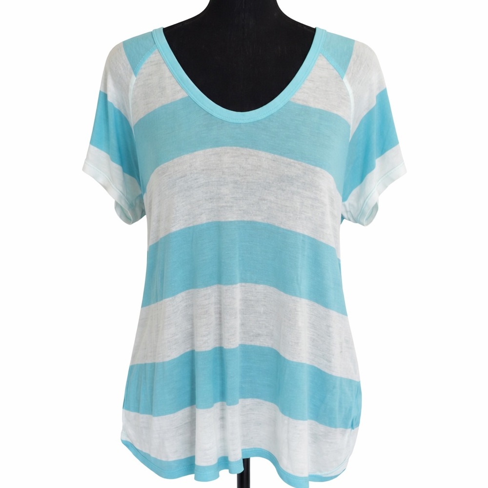 Soft Joie Teal and White Relaxed‎ Short Sleeve Tee